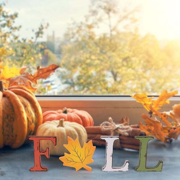 Fall Decorations 4 Pcs Thanksgiving Wooden Table Decor Farmhouse Signs - Picture 6 of 6